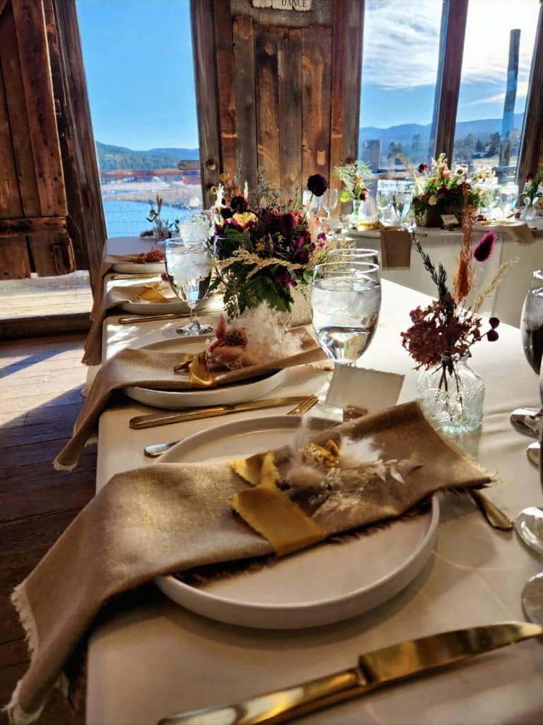 Indoor reception table closeup